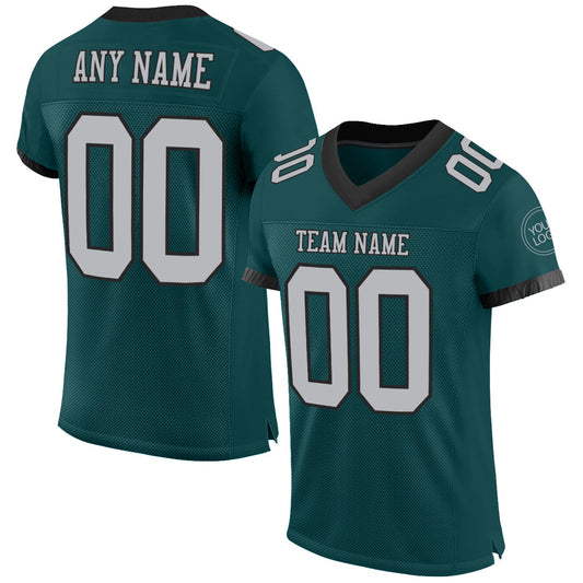 Custom Midnight Green Gray-Black Mesh Authentic Football Jersey - Main View