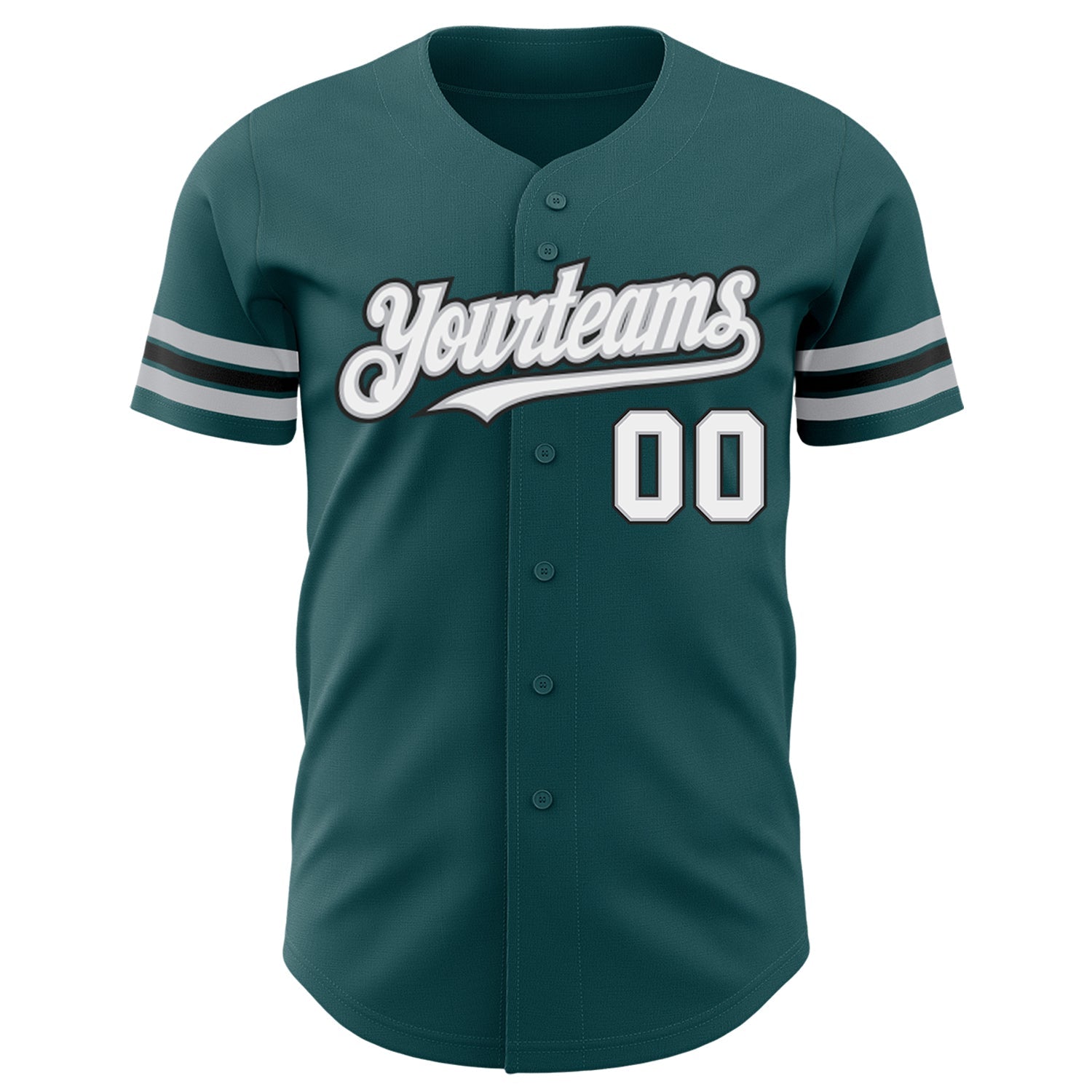 Custom Midnight Green White Gray-Black Authentic Baseball Jersey view 2