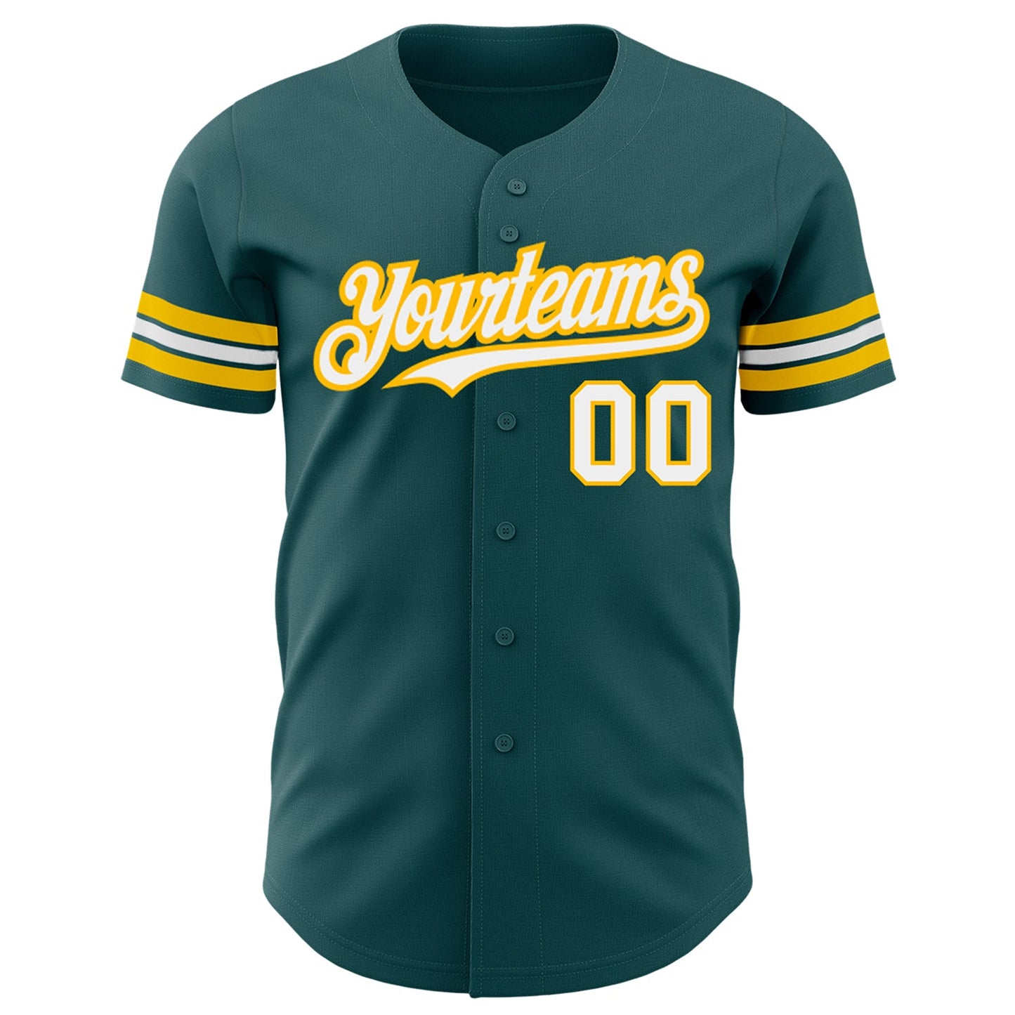 Custom Midnight Green White-Gold Authentic Baseball Jersey view 2