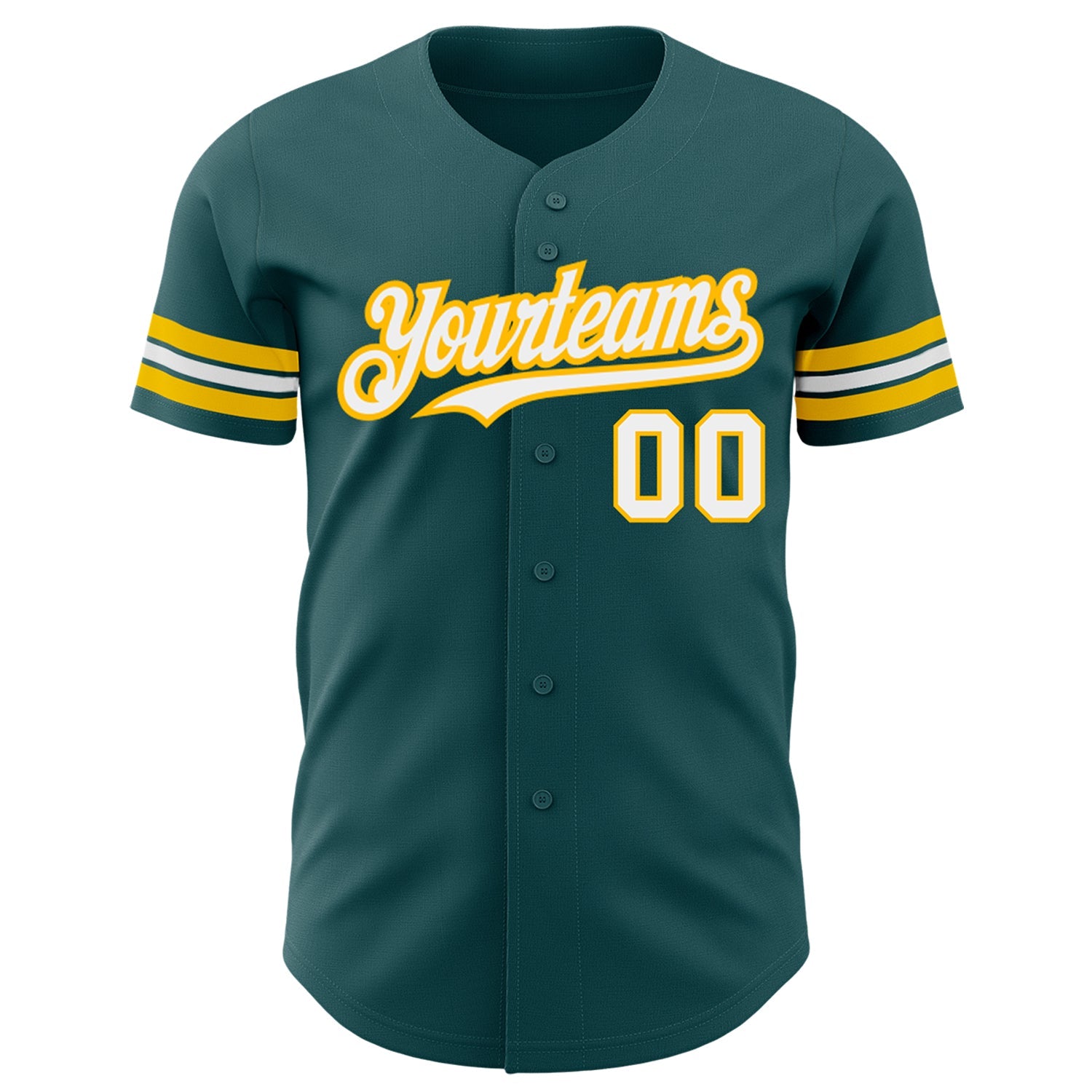 Custom Midnight Green White-Gold Authentic Baseball Jersey view 2