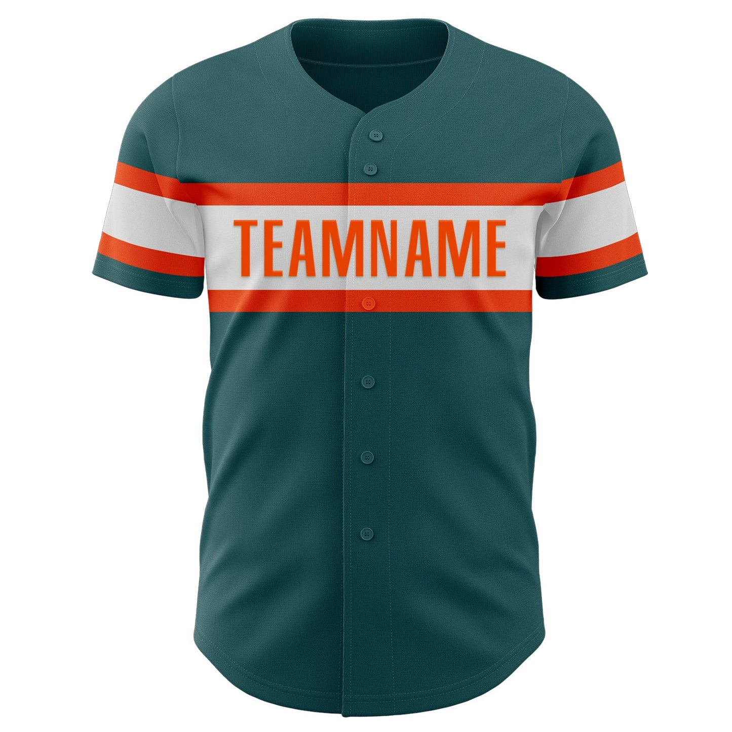 Custom Midnight Green White-Orange Authentic Baseball Jersey view 2