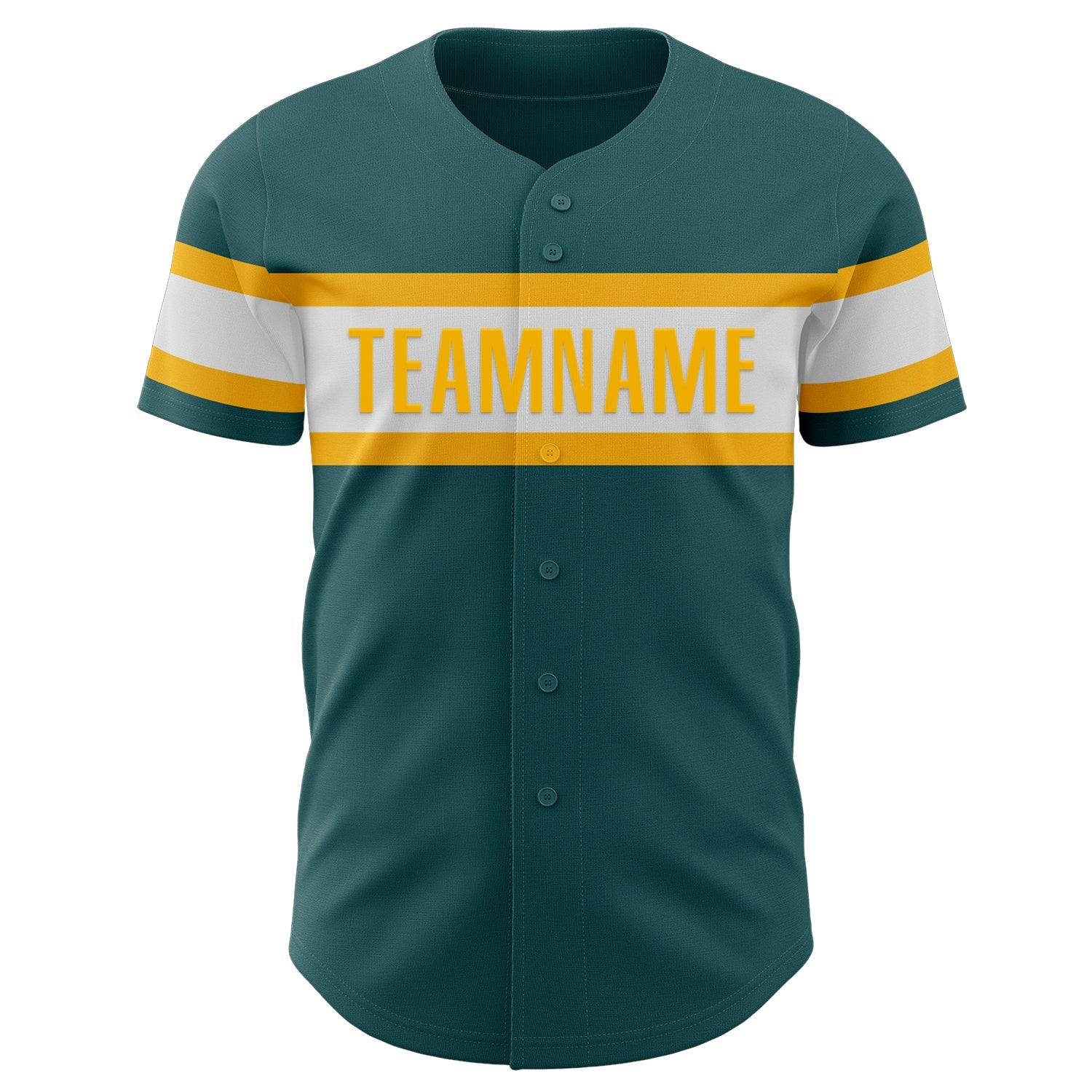 Custom Midnight Green White-Gold Authentic Baseball Jersey view 2