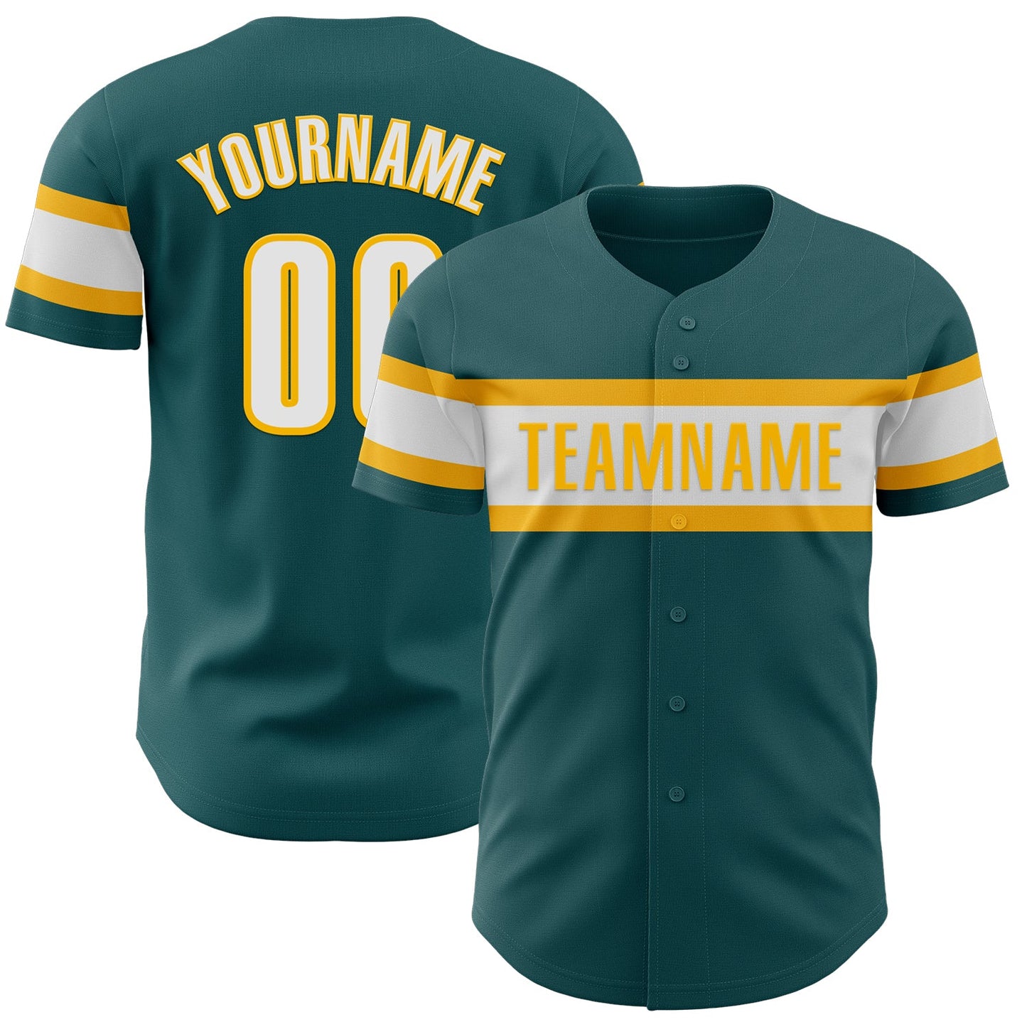 Custom Midnight Green White-Gold Authentic Baseball Jersey - Main View