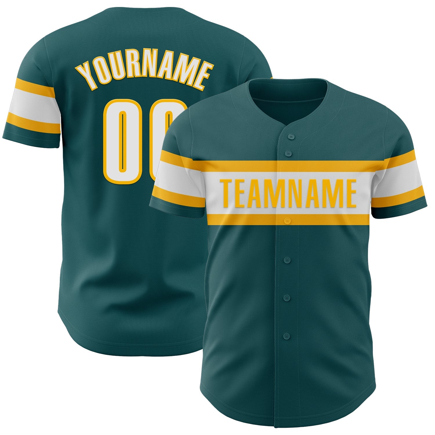 Custom Midnight Green White-Gold Authentic Baseball Jersey - Main View