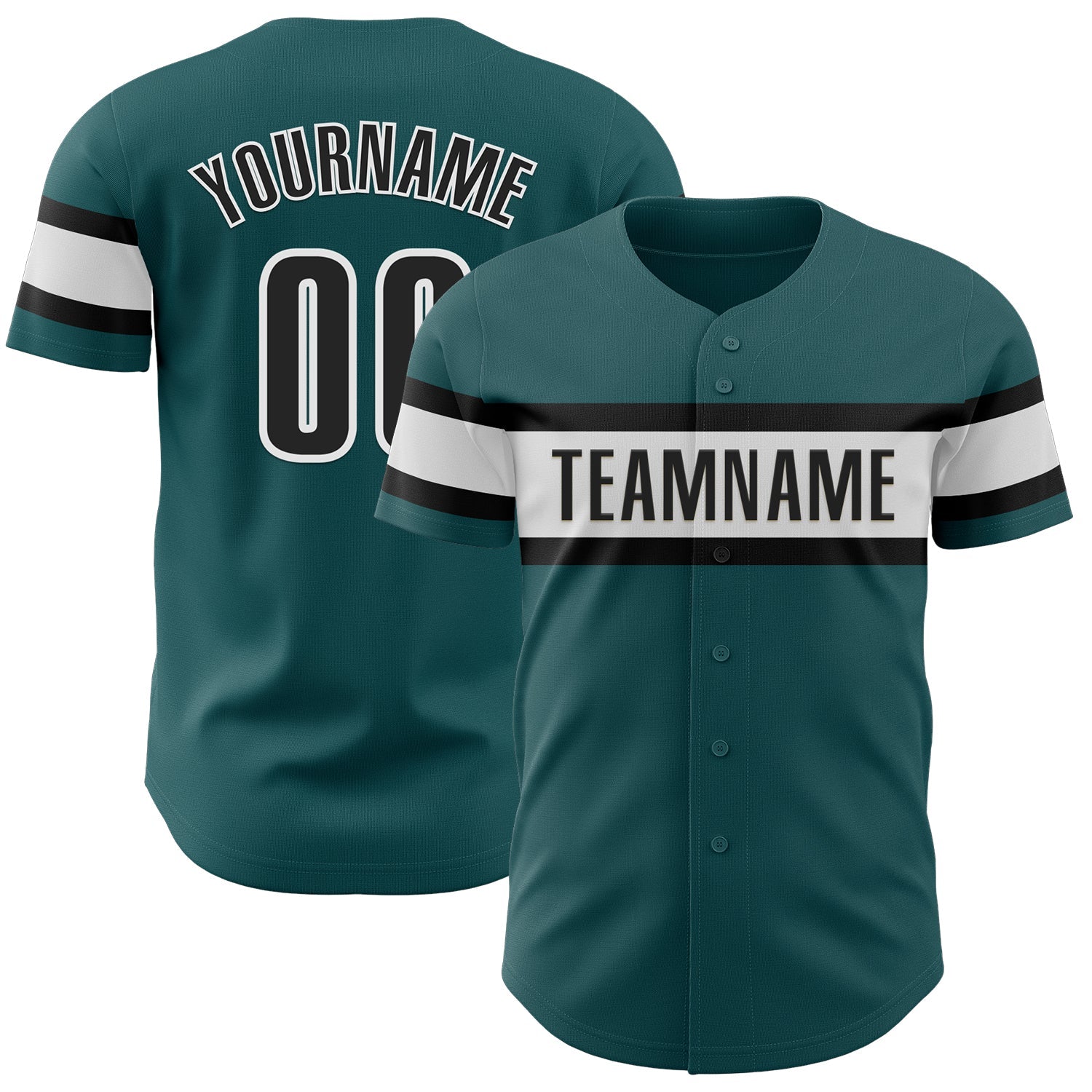 Custom Midnight Green Black-White Authentic Baseball Jersey - Main View