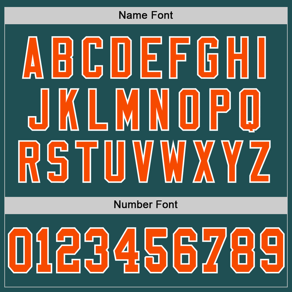 Custom Midnight Green Orange-White Mesh Authentic Throwback Football Jersey view 4