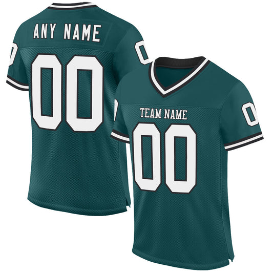 Custom Midnight Green White-Black Mesh Authentic Throwback Football Jersey - Main View