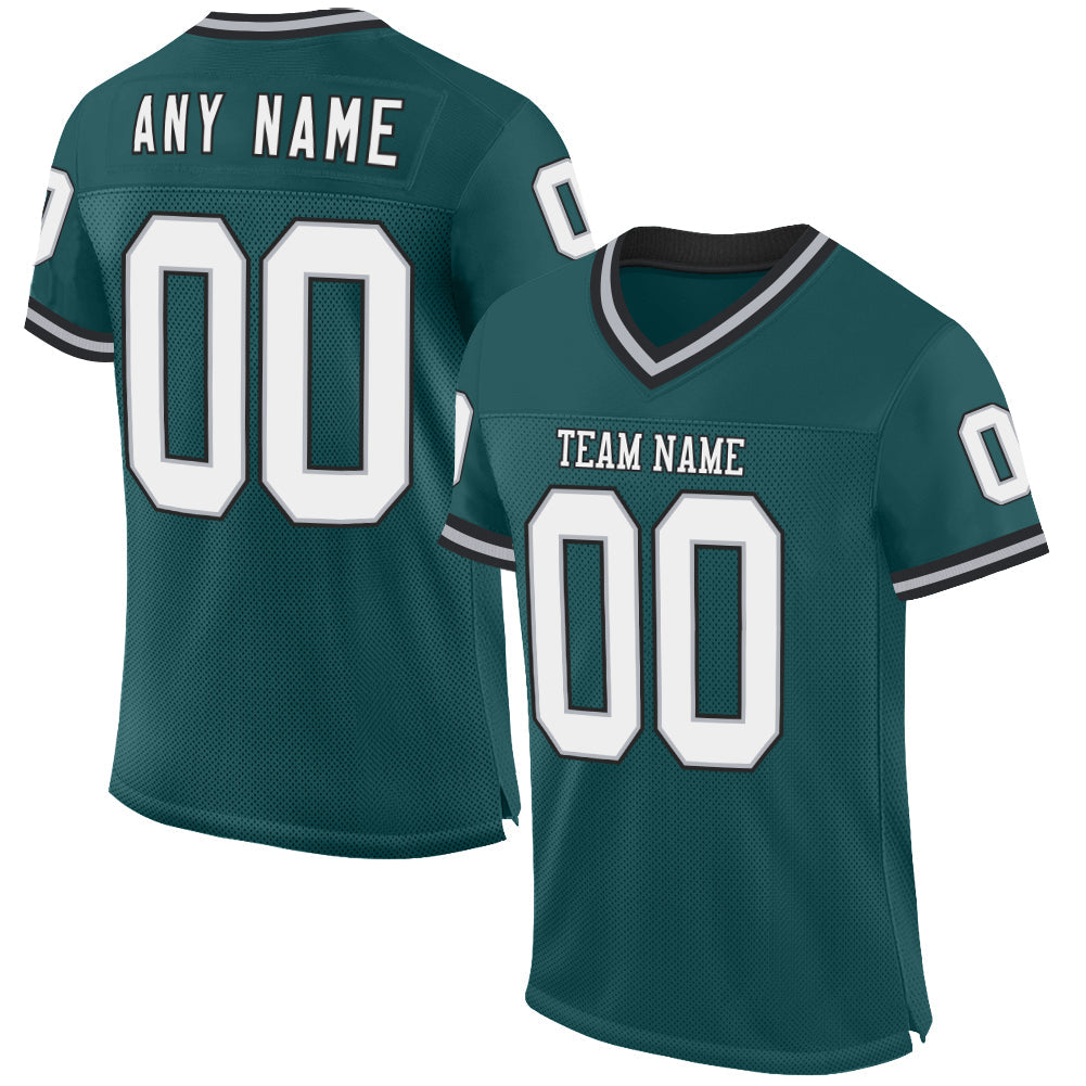 Custom Midnight Green Gray-Black Mesh Authentic Throwback Football Jersey - Main View