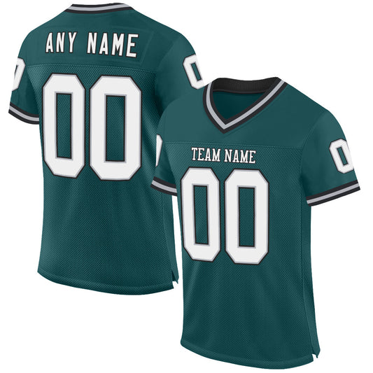 Custom Midnight Green Gray-Black Mesh Authentic Throwback Football Jersey - Main View
