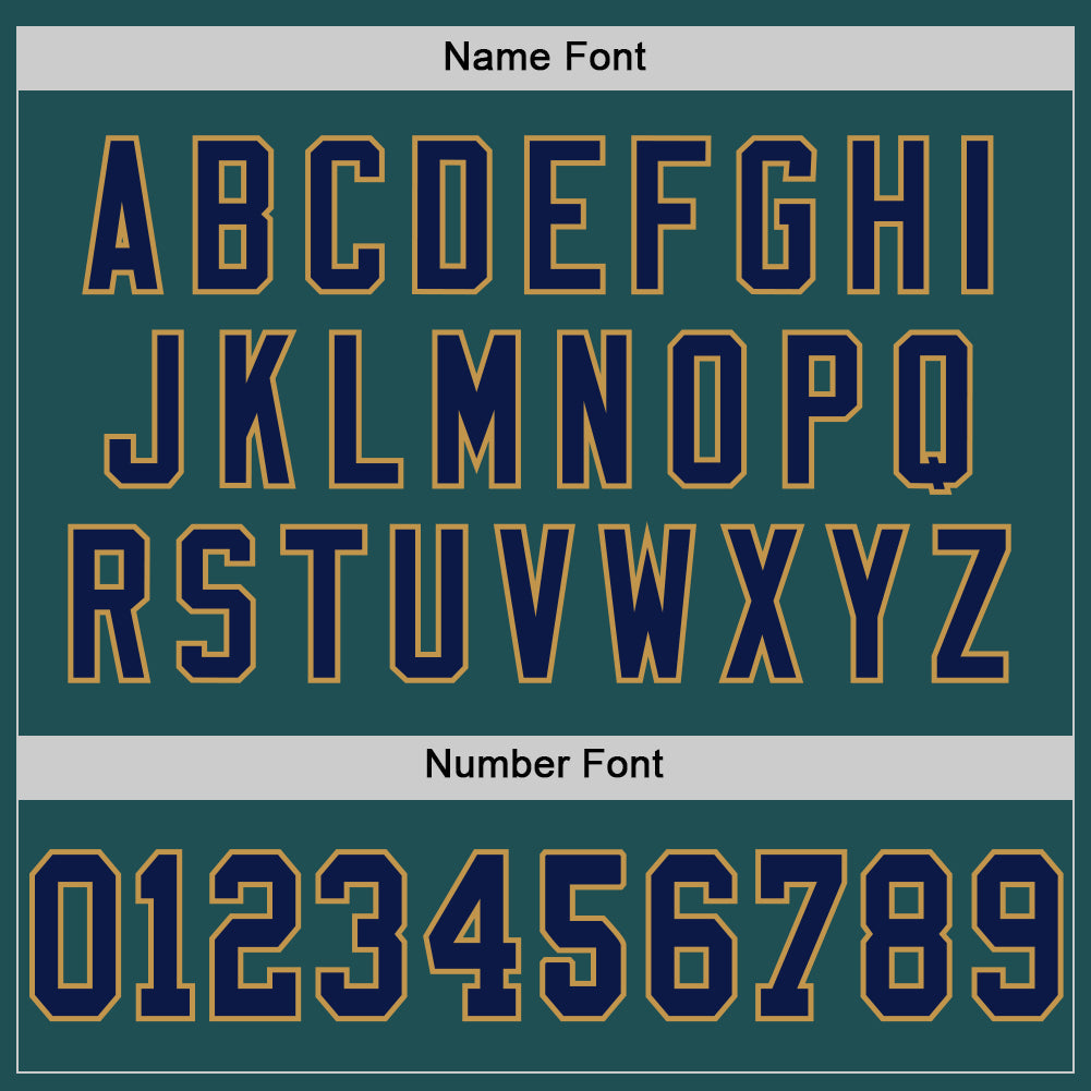 Custom Midnight Green Navy-Old Gold Mesh Authentic Throwback Football Jersey view 4