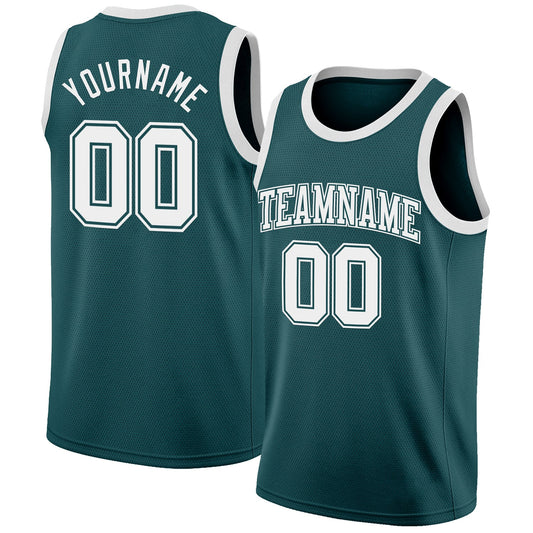 Custom Midnight Green White Authentic Basketball Jersey - Main View
