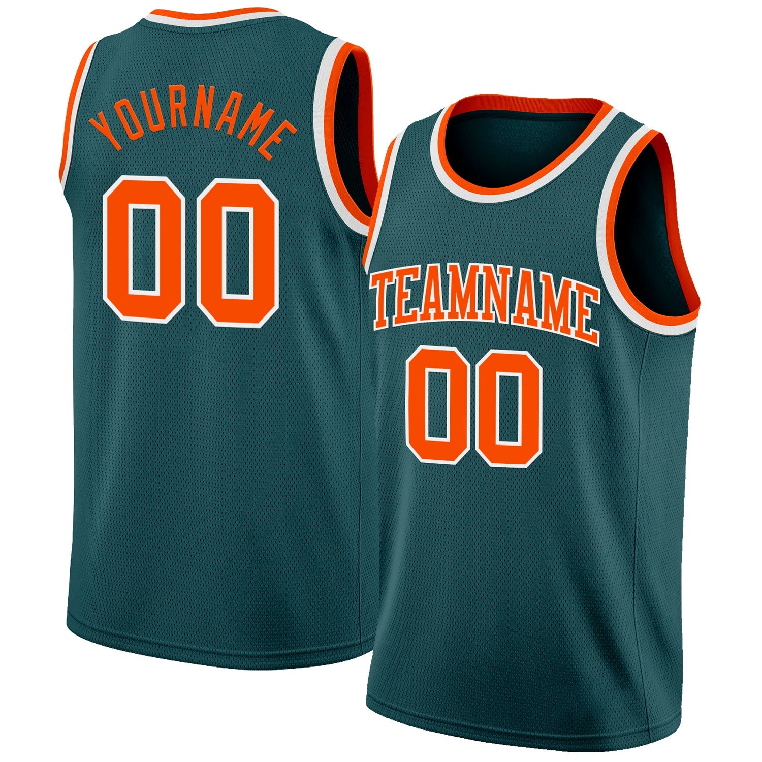 Custom Midnight Green Orange-White Authentic Basketball Jersey - Main View