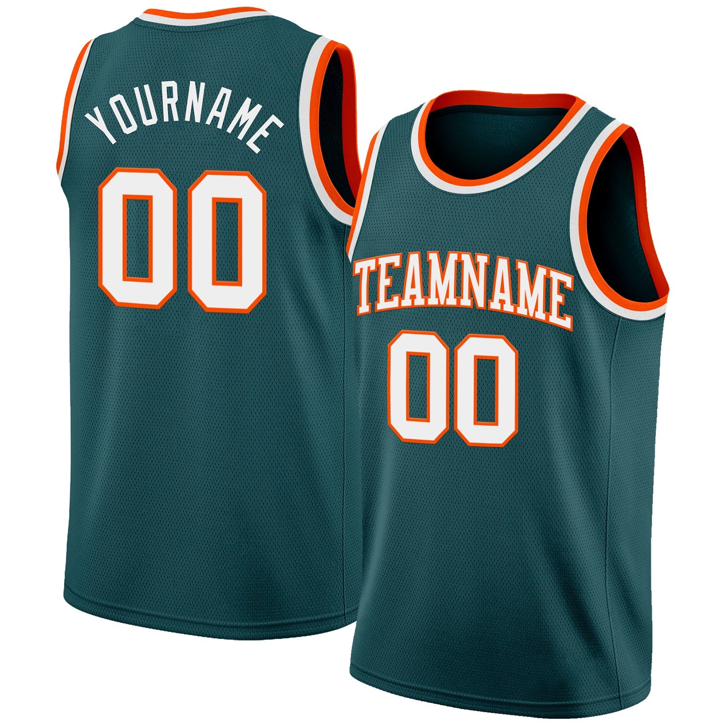 Custom Midnight Green White-Orange Authentic Basketball Jersey - Main View