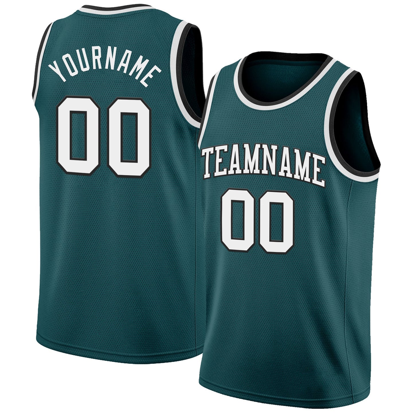 Custom Midnight Green White-Black Authentic Basketball Jersey - Main View