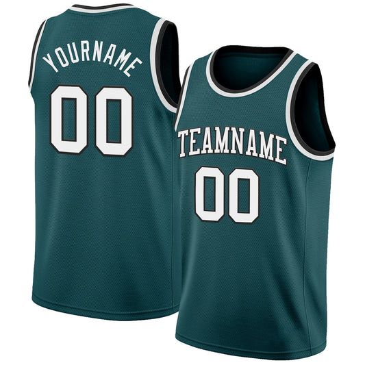Custom Midnight Green White-Black Authentic Basketball Jersey - Main View