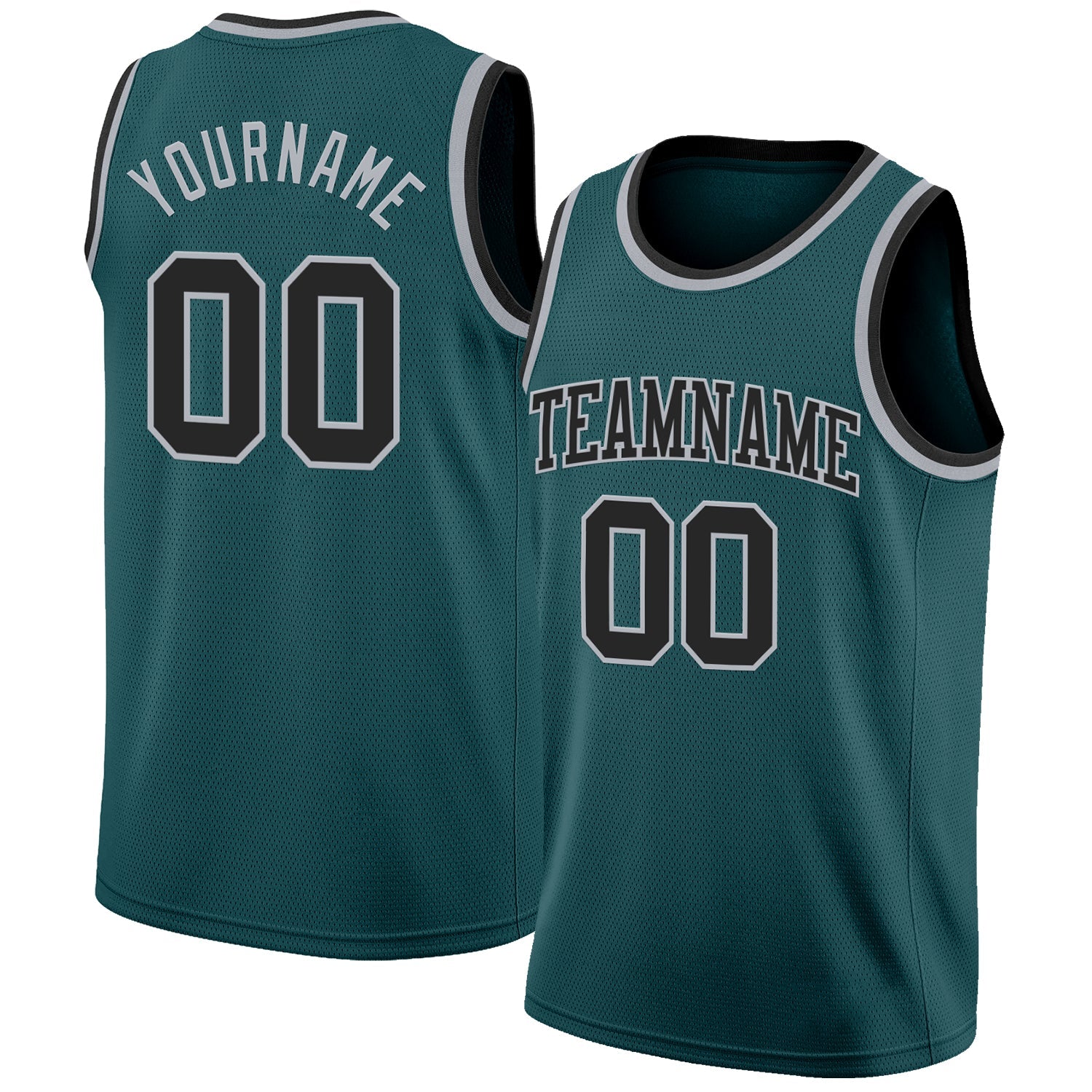 Custom Midnight Green Black-Gray Authentic Basketball Jersey - Main View