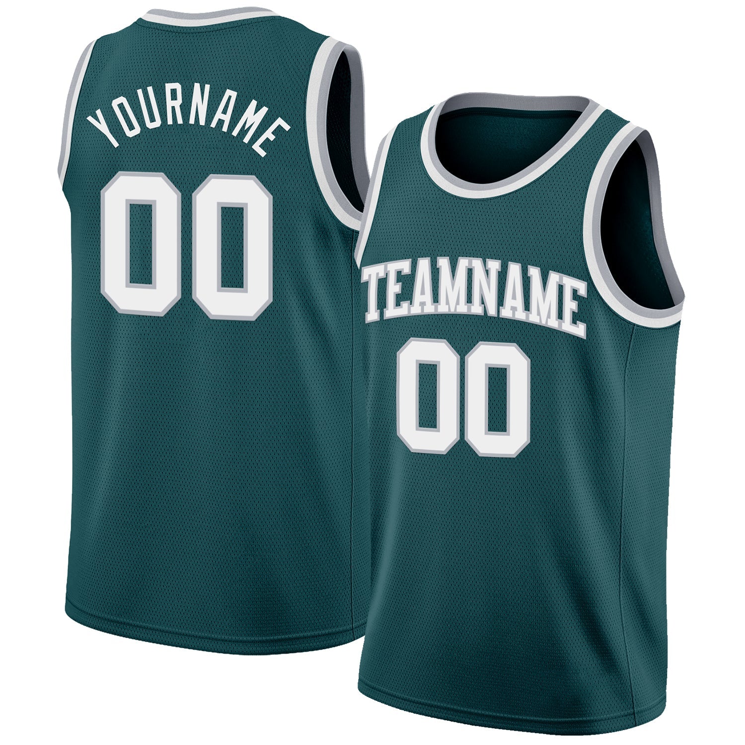 Custom Midnight Green White-Gray Authentic Basketball Jersey - Main View