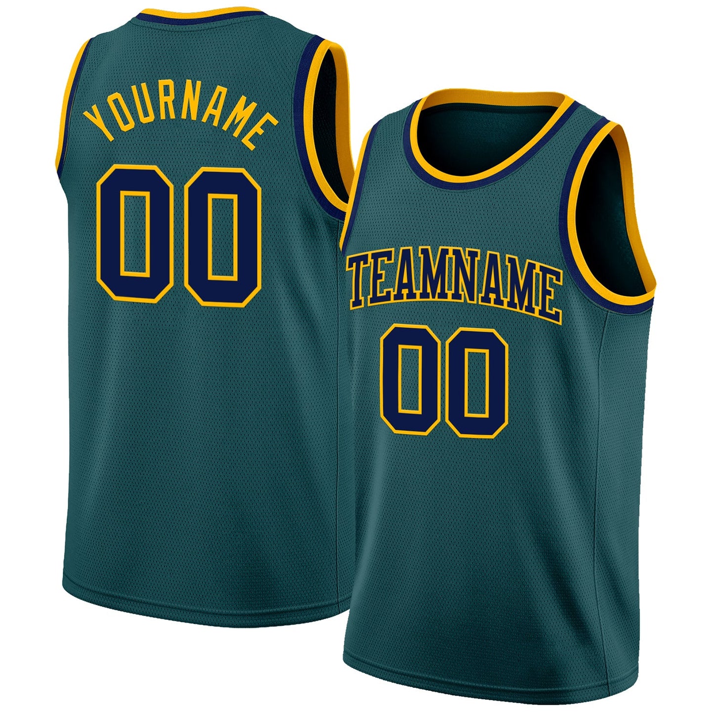 Custom Midnight Green Navy-Gold Authentic Basketball Jersey - Main View