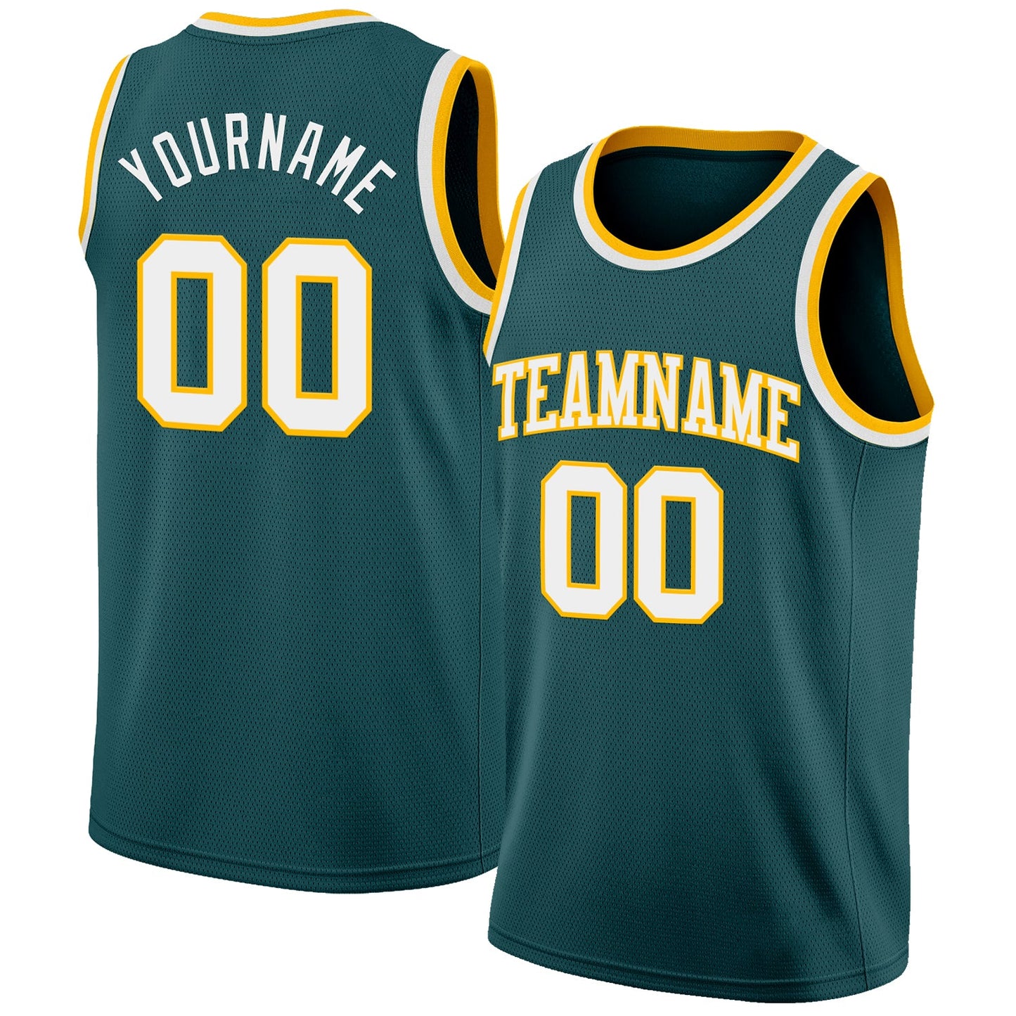 Custom Midnight Green White-Gold Authentic Basketball Jersey - Main View