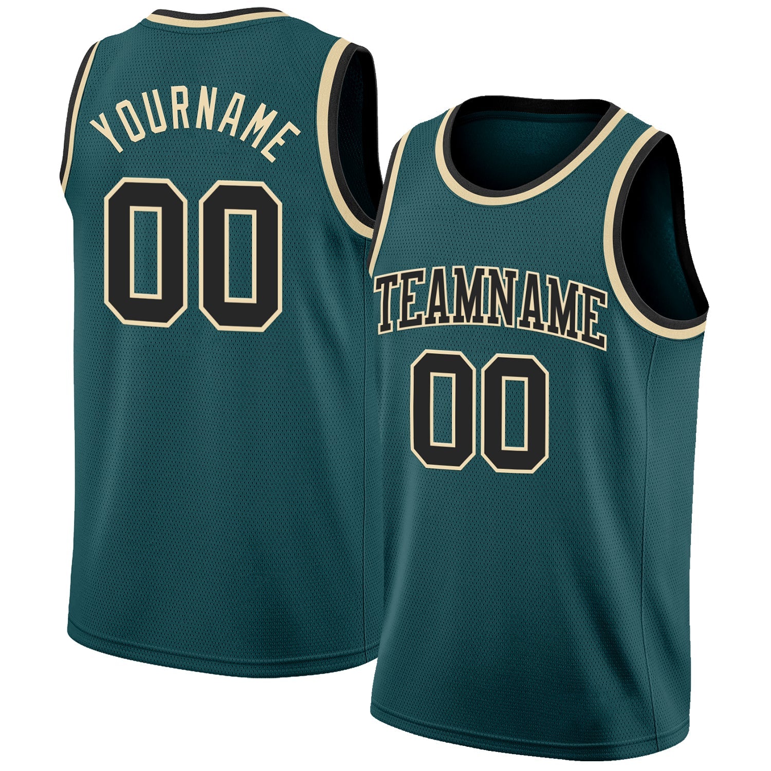 Custom Midnight Green Black-Cream Authentic Basketball Jersey - Main View