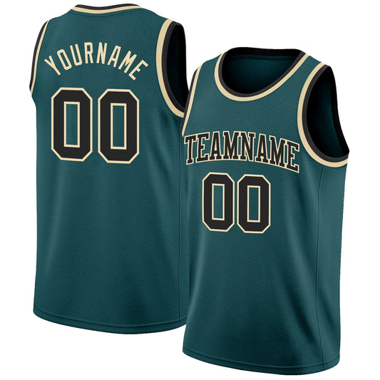 Custom Midnight Green Black-Cream Authentic Basketball Jersey - Main View