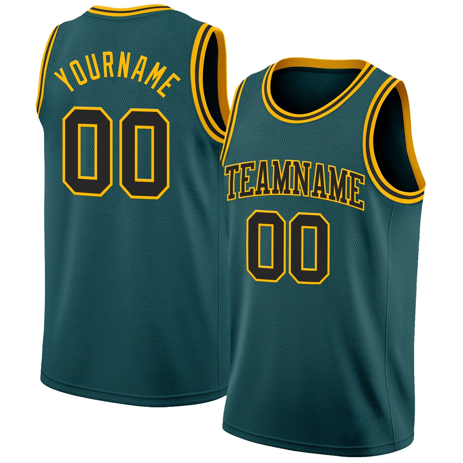 Custom Midnight Green Black-Gold Authentic Basketball Jersey - Main View