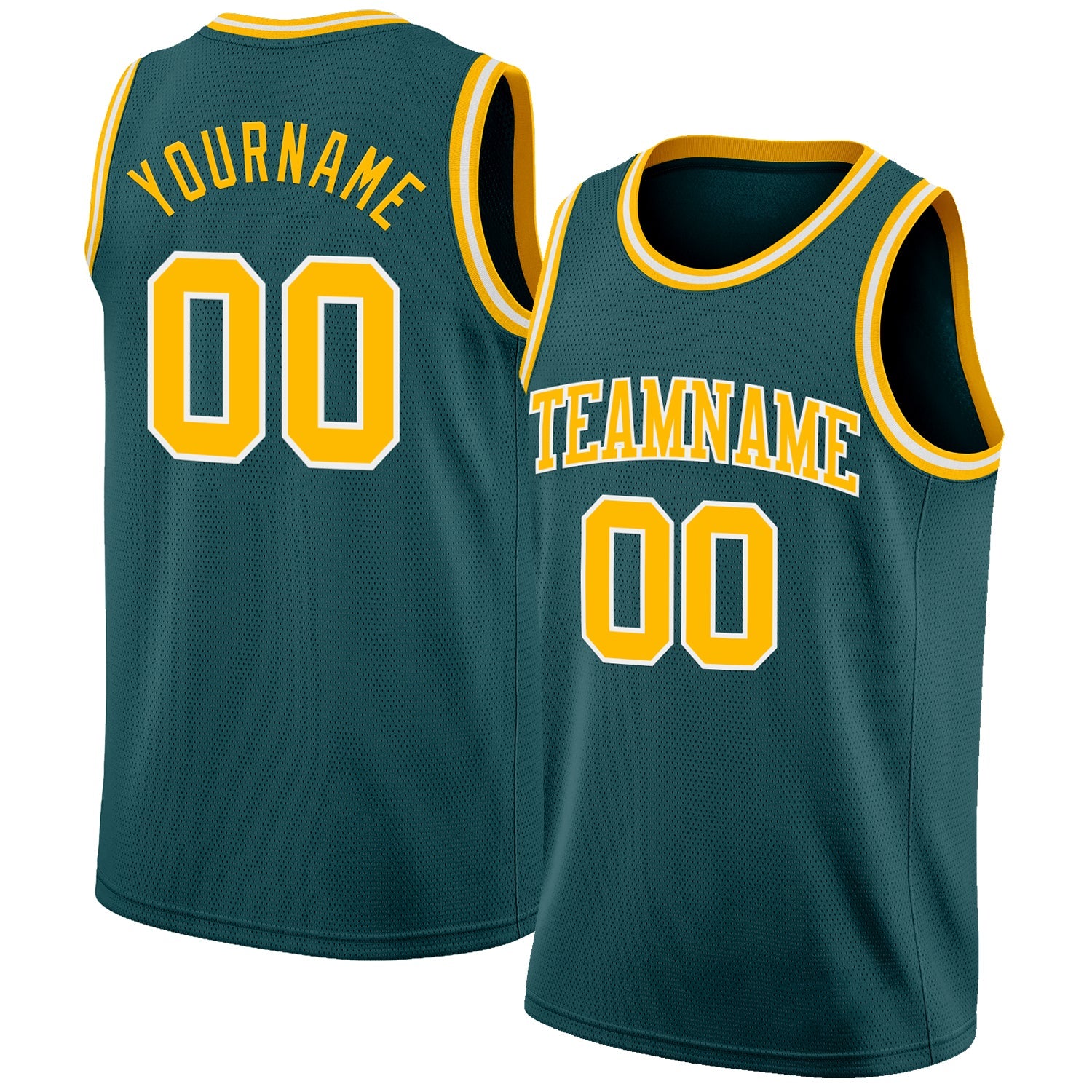 Custom Midnight Green Gold-White Authentic Basketball Jersey - Main View