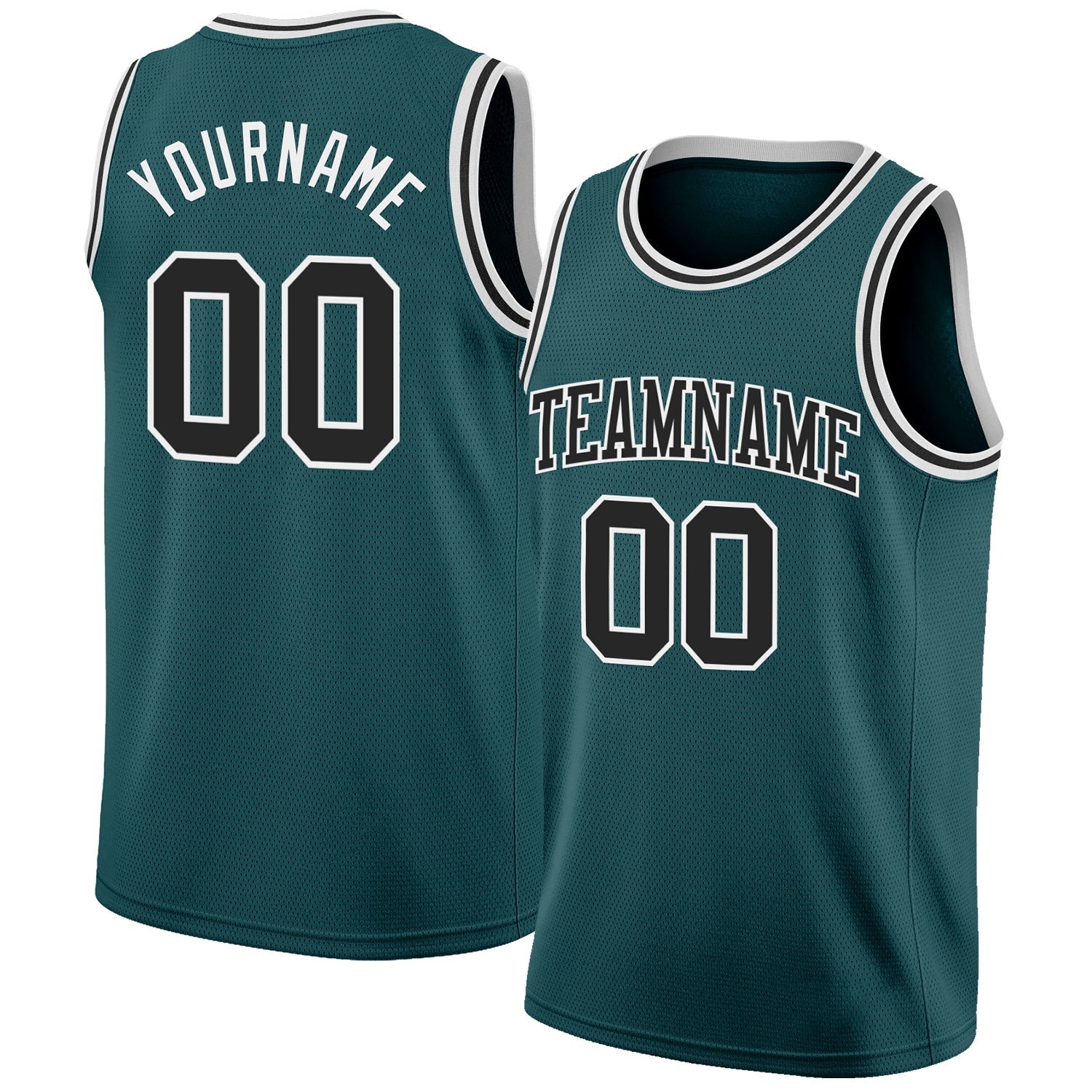 Custom Midnight Green Black-White Authentic Basketball Jersey - Main View