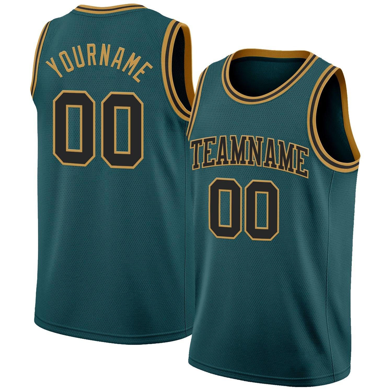 Custom Midnight Green Black-Old Gold Authentic Basketball Jersey - Main View