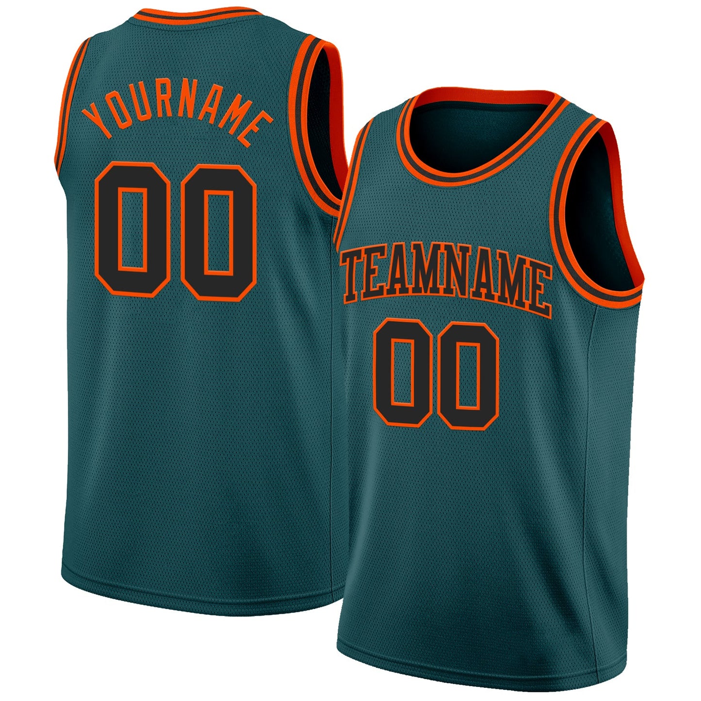 Custom Midnight Green Black-Orange Authentic Basketball Jersey - Main View