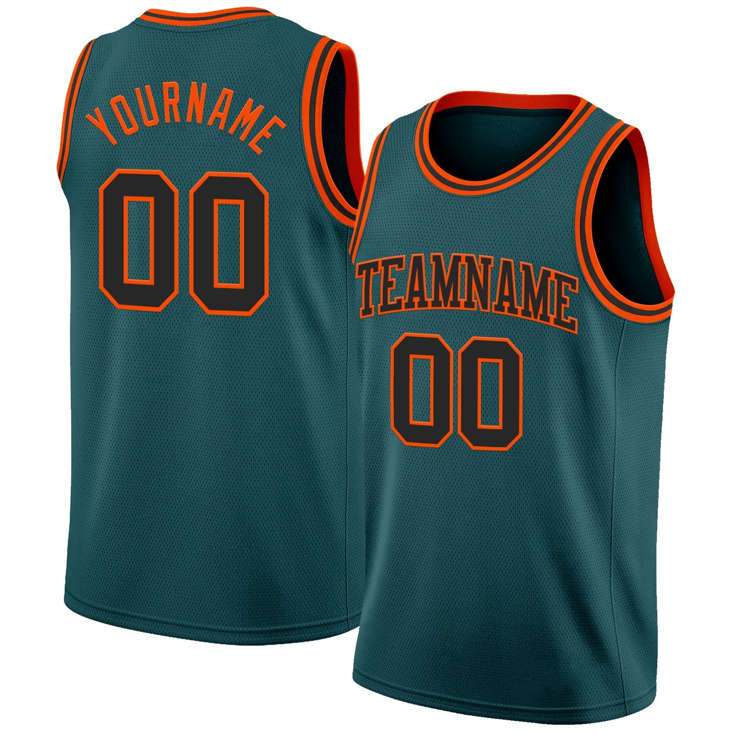 Custom Midnight Green Black-Orange Authentic Basketball Jersey - Main View