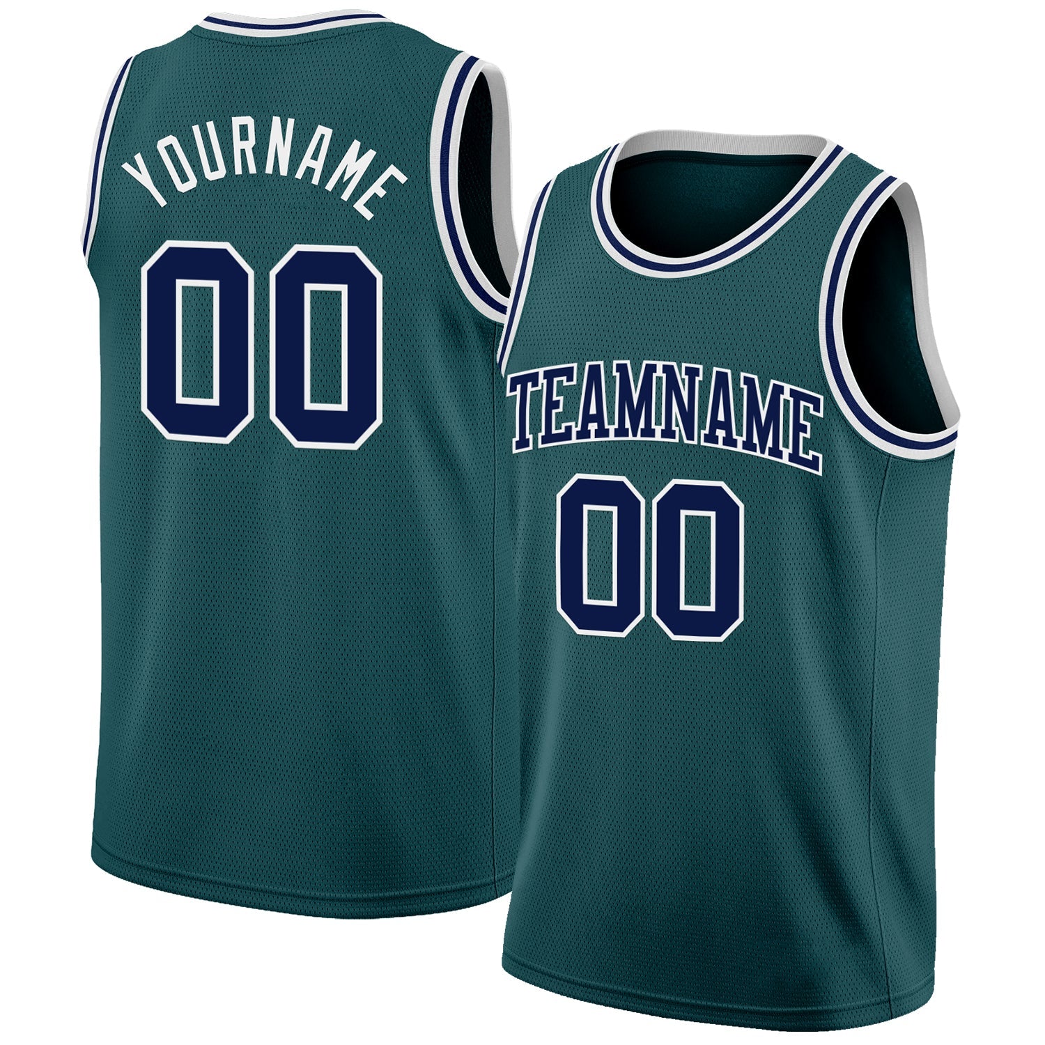 Custom Midnight Green Navy-White Authentic Basketball Jersey - Main View
