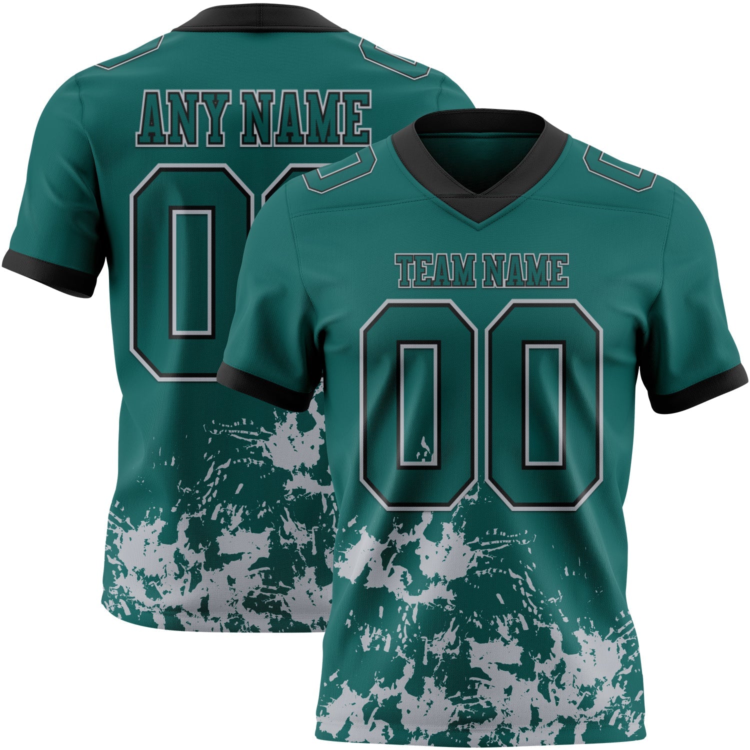 Custom Midnight Green Gray-Black 3D Pattern Splash Authentic Football Jersey - Main View