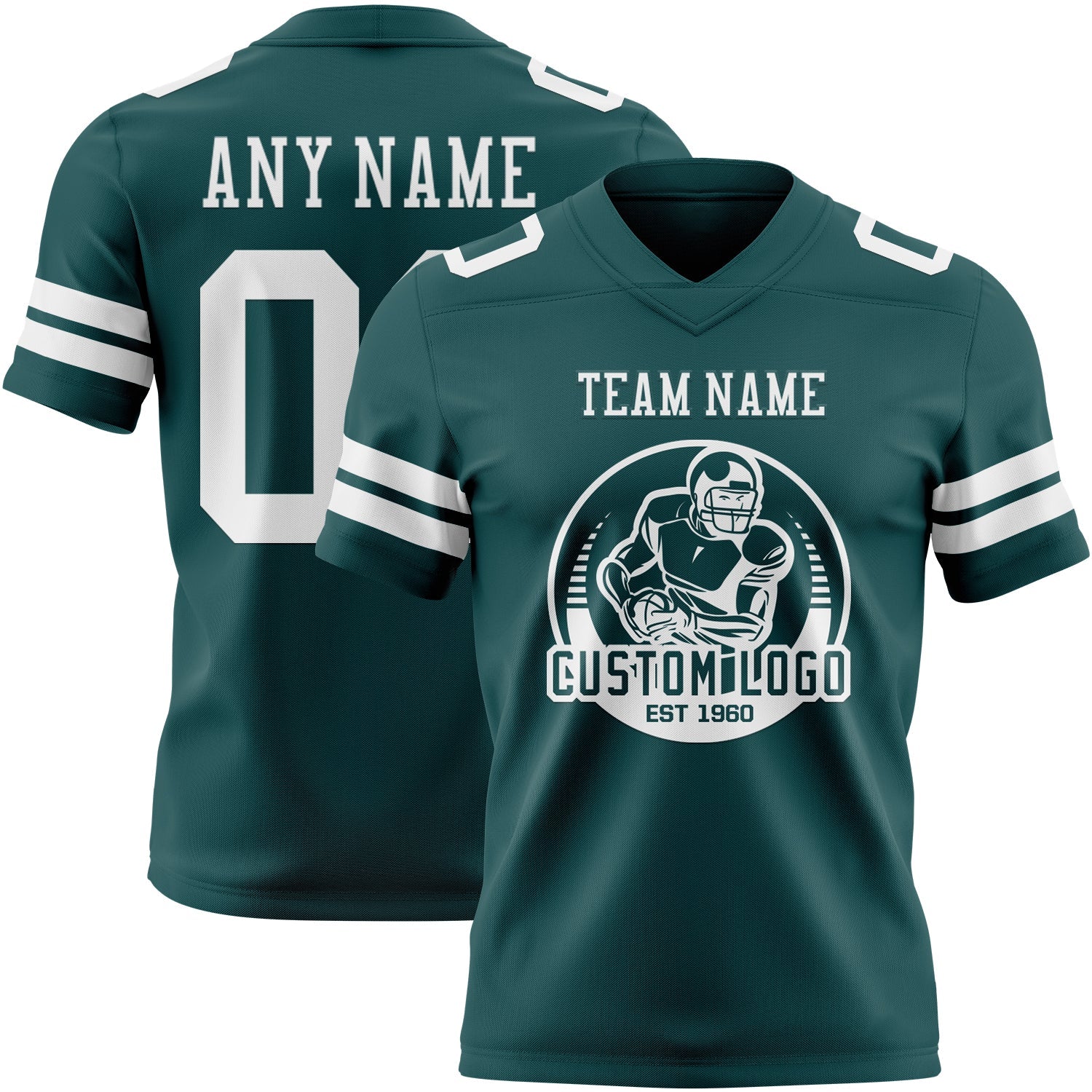 Custom Midnight Green White Authentic Football Jersey view 2