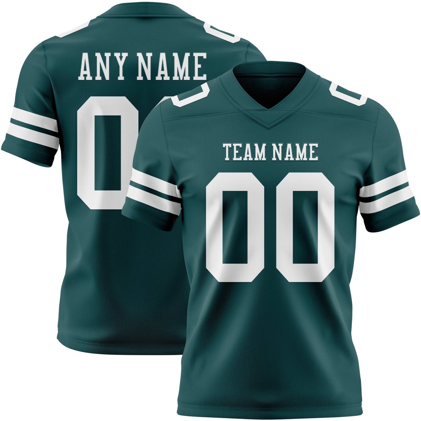 Custom Midnight Green White Authentic Football Jersey - Main View