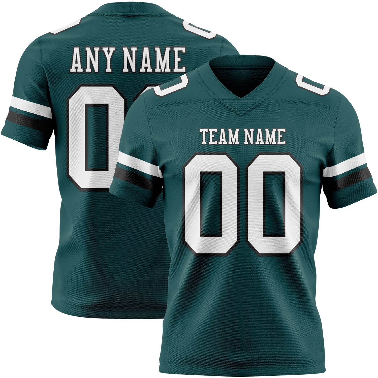 Custom Midnight Green White-Black Authentic Football Jersey - Main View