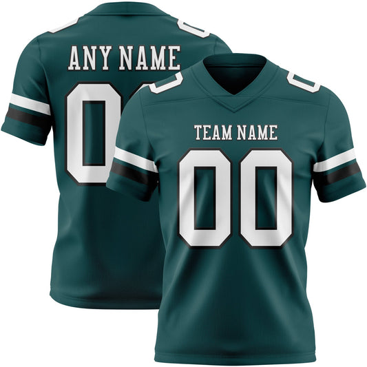 Custom Midnight Green White-Black Authentic Football Jersey - Main View