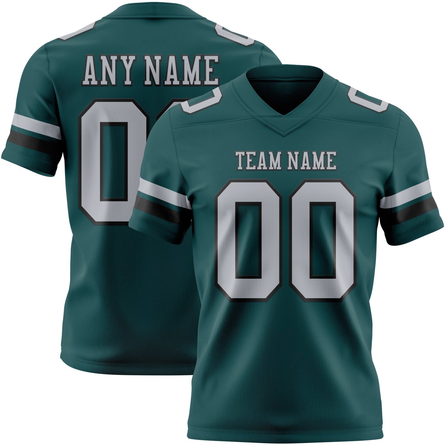 Custom Midnight Green Gray-Black Authentic Football Jersey - Main View