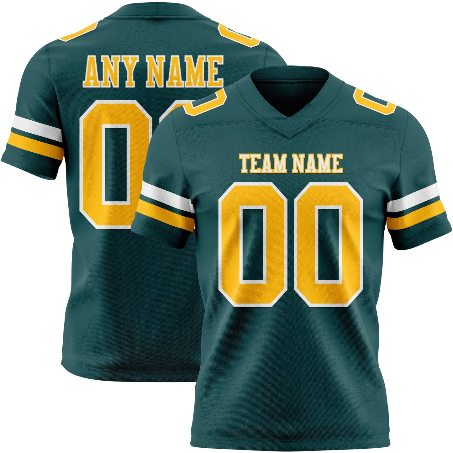 Custom Midnight Green Gold-White Authentic Football Jersey - Main View