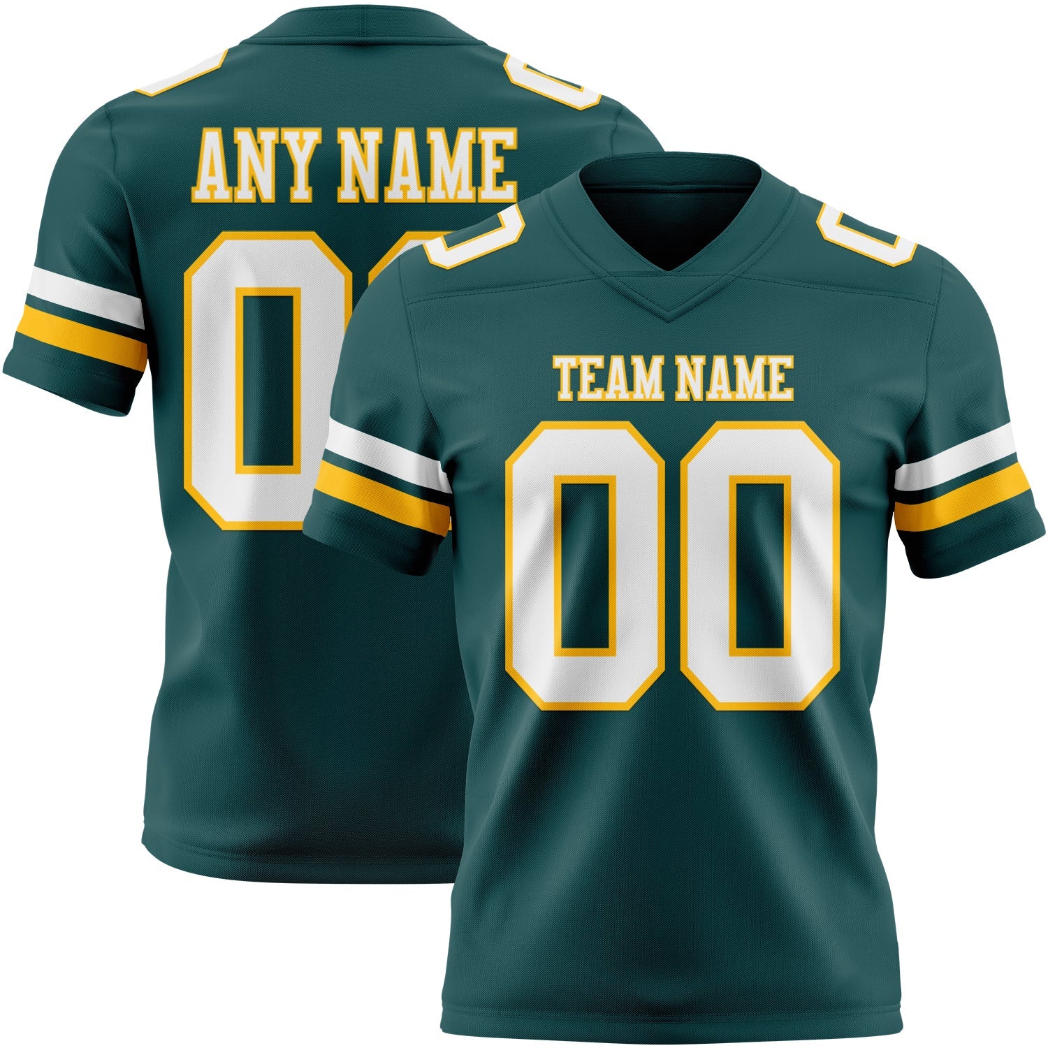 Custom Midnight Green White-Gold Authentic Football Jersey - Main View