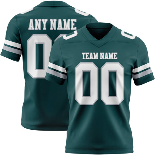 Custom Midnight Green White-Gray Authentic Football Jersey - Main View