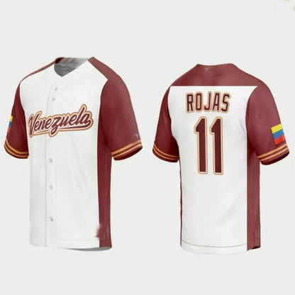 #11 Miguel Rojas Venezuela Baseball 2023 World Baseball Classic Replica Jersey ¨C White Stitches Baseball Jerseys - Main View