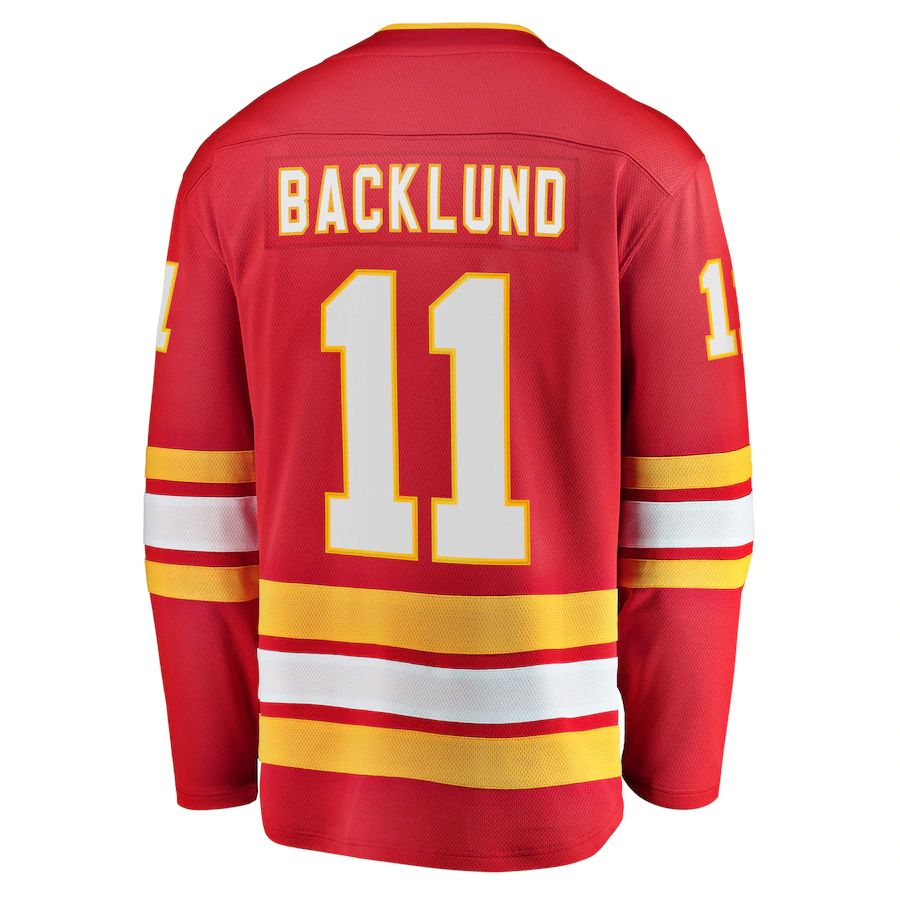 C.Flames #11 Mikael Backlund Fanatics Branded Home Breakaway Player Jersey Red Stitched American Hockey Jerseys - Main View