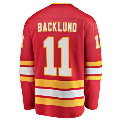 C.Flames #11 Mikael Backlund Fanatics Branded Home Breakaway Player Jersey Red Stitched American Hockey Jerseys - Main View