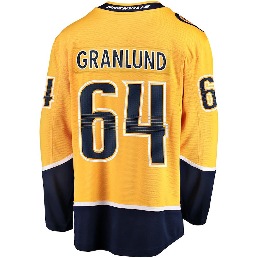 N.Predators #64 Mikael Granlund Fanatics Branded Replica Player Jersey  Gold Stitched American Hockey Jerseys - Main View