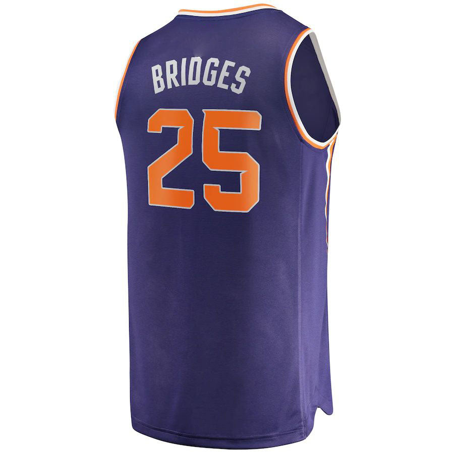 P.Suns #25 Mikal Bridges Fanatics Branded 2022-23 Fast Break Replica Jersey Icon Edition Purple Stitched American Basketball Jersey - Main View