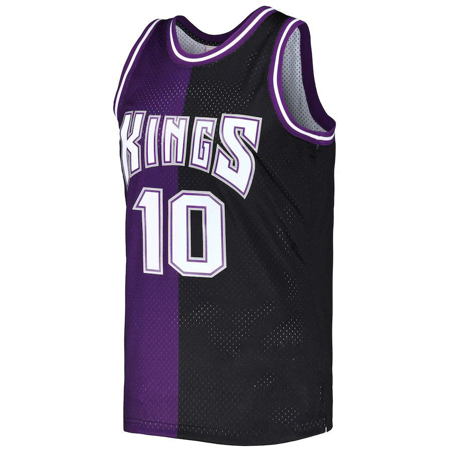 S.Kings #10 Mike Bibby Mitchell & Ness Hardwood Classics 2001-02 Split Swingman Jersey Purple Black Stitched American Basketball Jersey - Main View