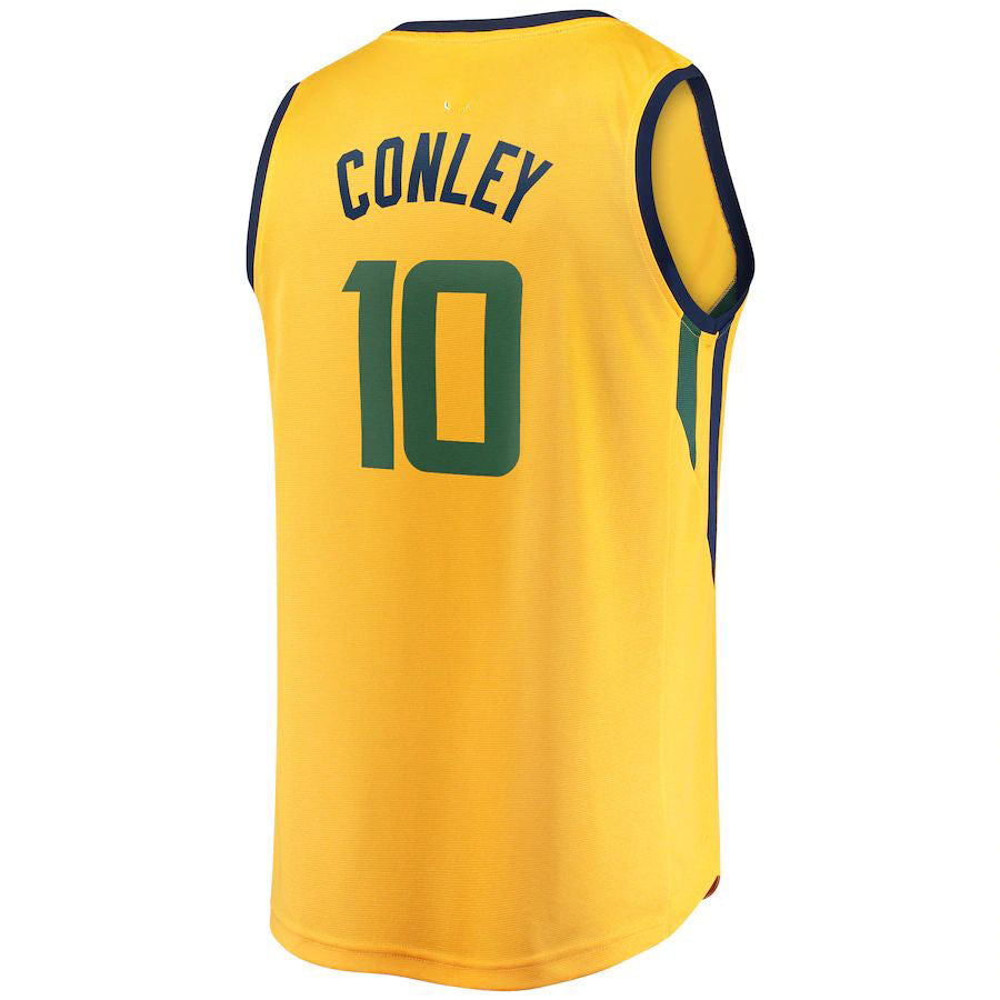 U.Jazz #10 Mike Conley Fanatics Branded Fast Break Replica Player Jersey  Gold Statement Edition Stitched American Basketball Jersey - Main View