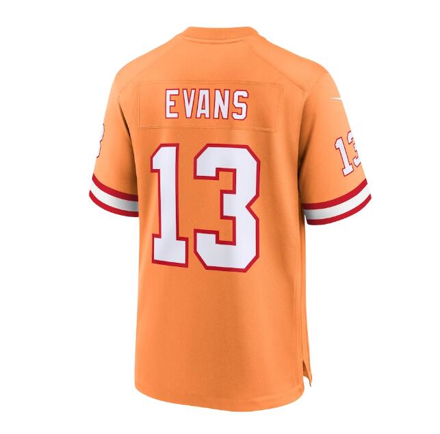 TB.Buccaneers #13 Mike Evans Throwback Game Jersey - Orange Stitched American Football Jerseys - Main View