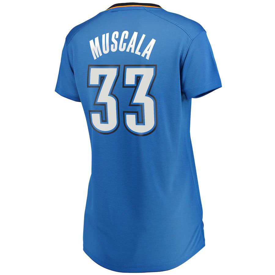 OC.Thunder #33 Mike Muscala Fanatics Branded Women's Fast Break Replica Jersey Blue Icon Edition Stitched American Basketball Jersey - Main View